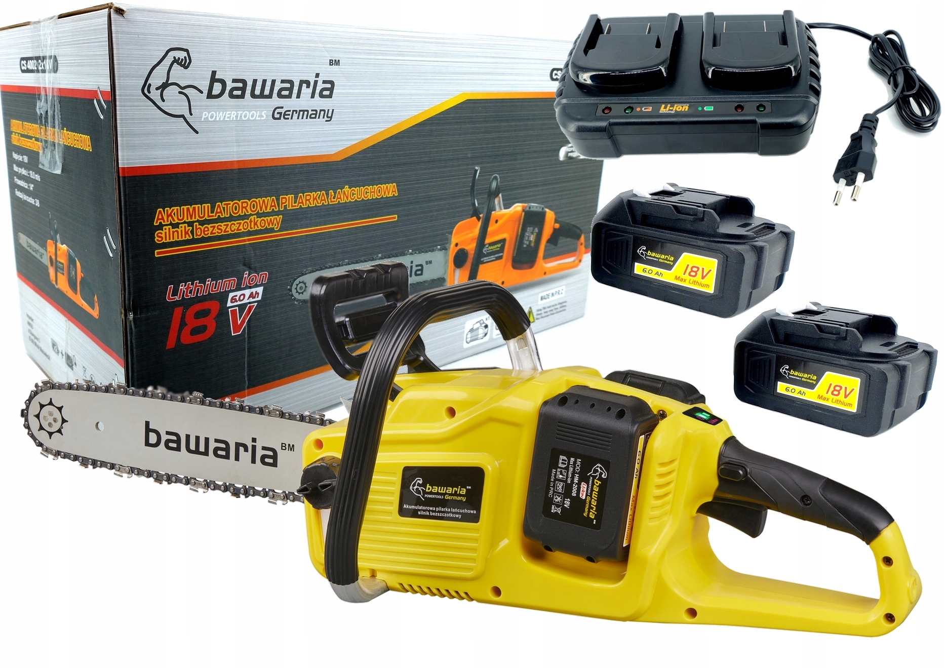Bawaria CS4002 piła łańcuchowa akumulatorowa 35cm 2x 18V 6.0Ah Bl Motor