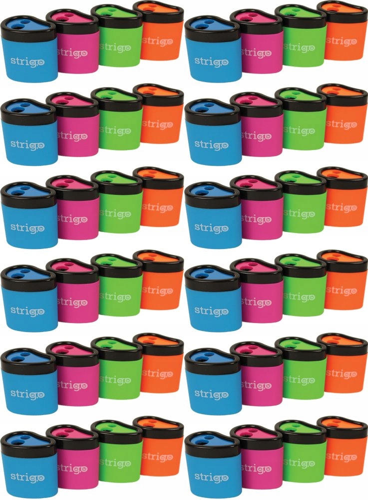 Temperówka STRUGACZKA podwójna POJEMNIK Strigo MIX KOLORÓW x 12 SZT