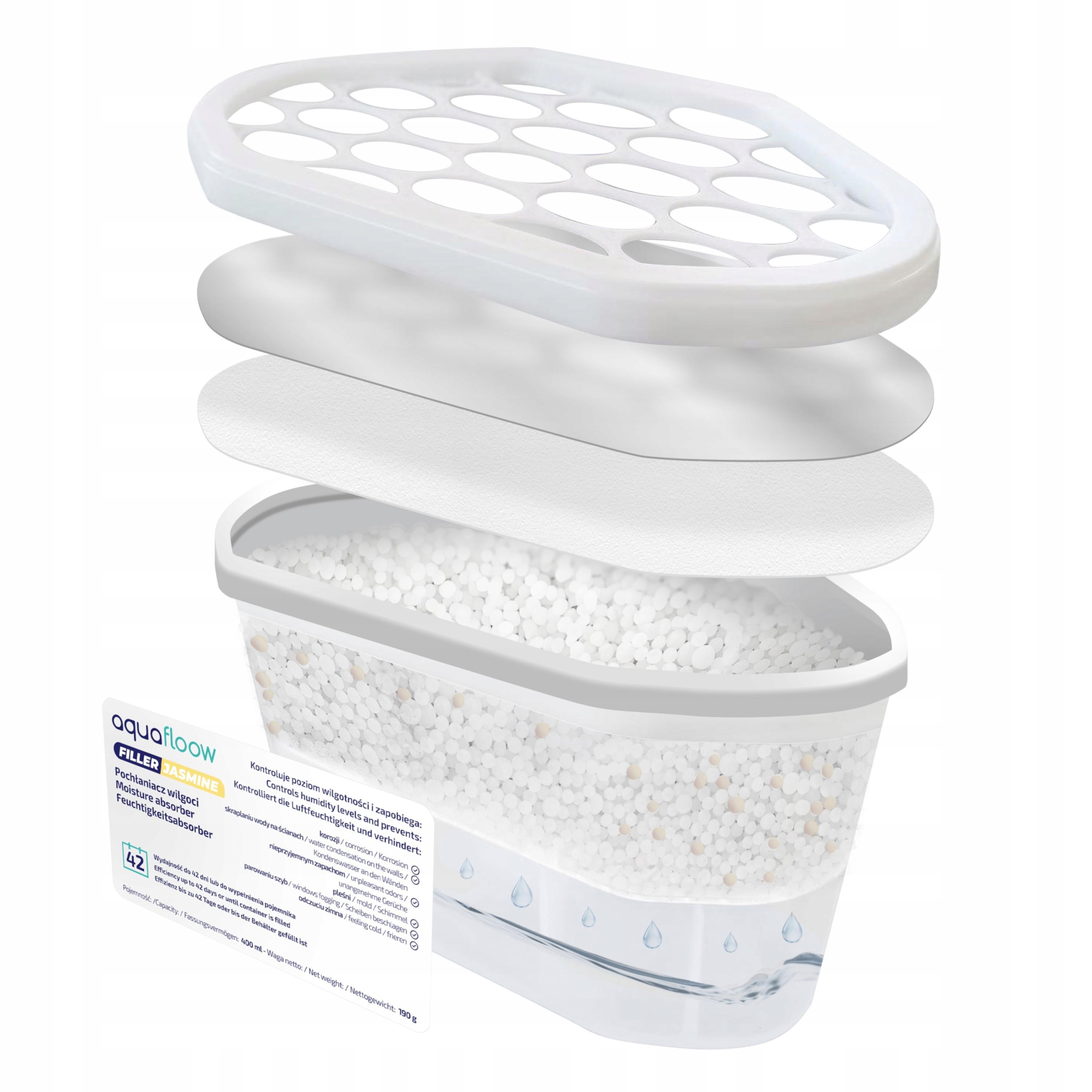 4x pochłaniacz wilgoci osuszacz na pleśń wilgoć jaśminowy 400 ml AquaFloow Kod producenta 4_AF61-JASMINE