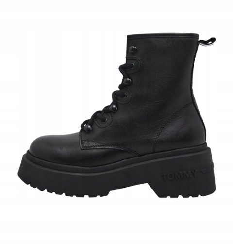 Tommy Jeans Černé Kotníkové Boty Na Bloku Se Šněrováním 37 U2A