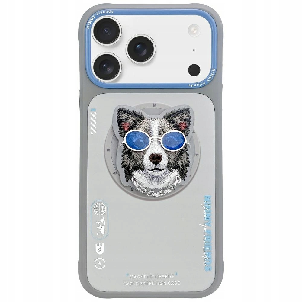 Etui Nimmy Glasses Cool nag MagSafe na iPhone 17 szare Nimmy