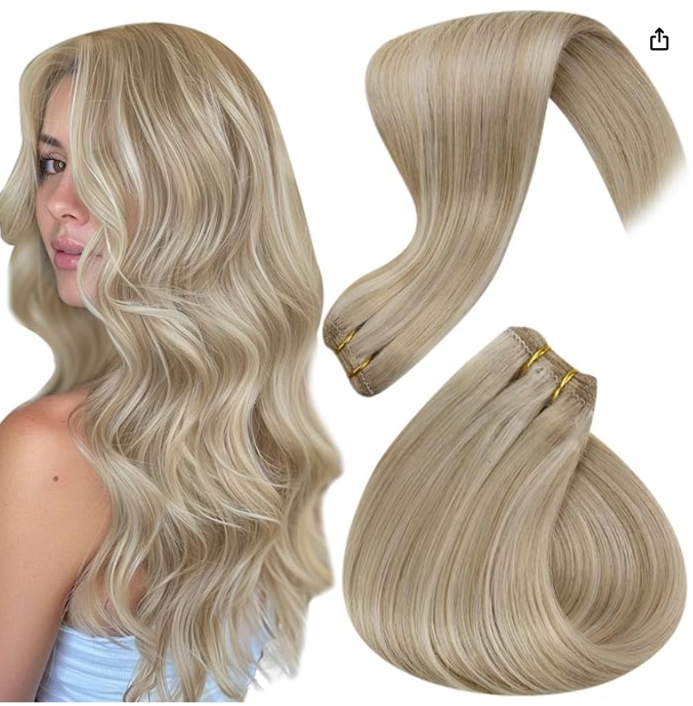 Hetto Weft Hair Extensions Blond Vlasy Všívané Prodloužení 30 cm