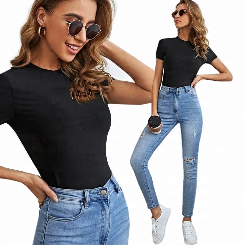 

Bluzka Dopasowana Lycra T-shirt Top Bawełniana #L