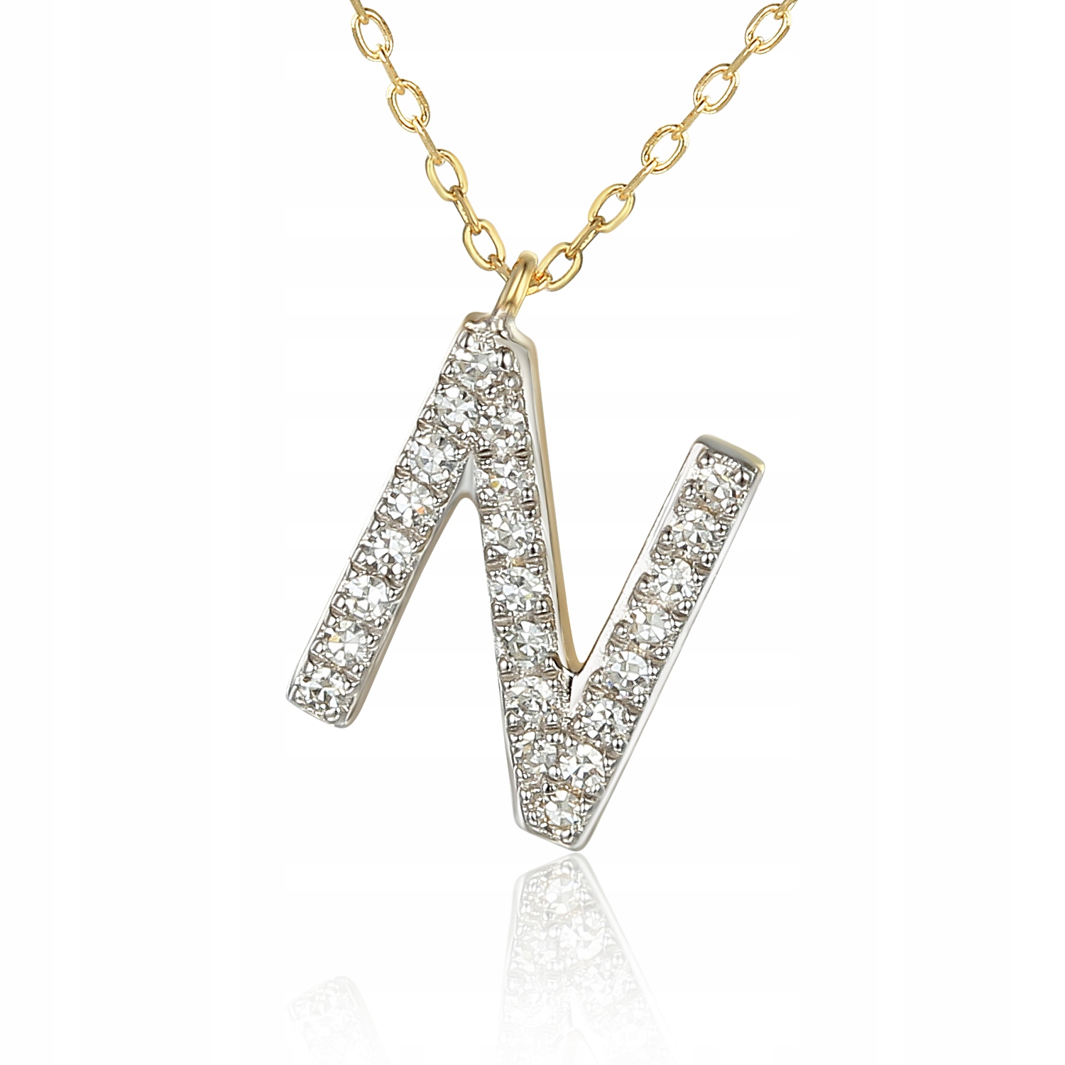 Zlatý náhrdelník Au 585 písmeno N s diamanty N09118YC