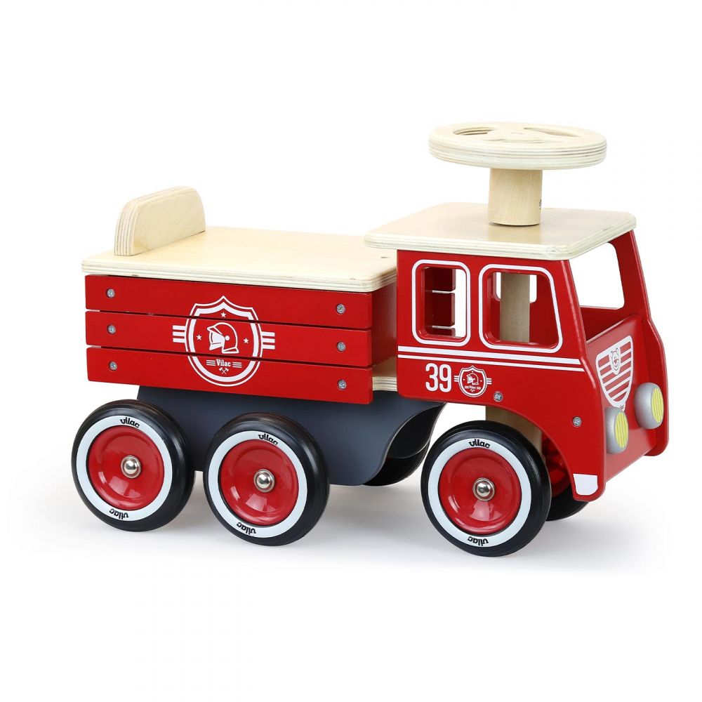 Vilac: Jeździk drewniany Wóz Strażacki z bagażnikiem 18M+ 1126
