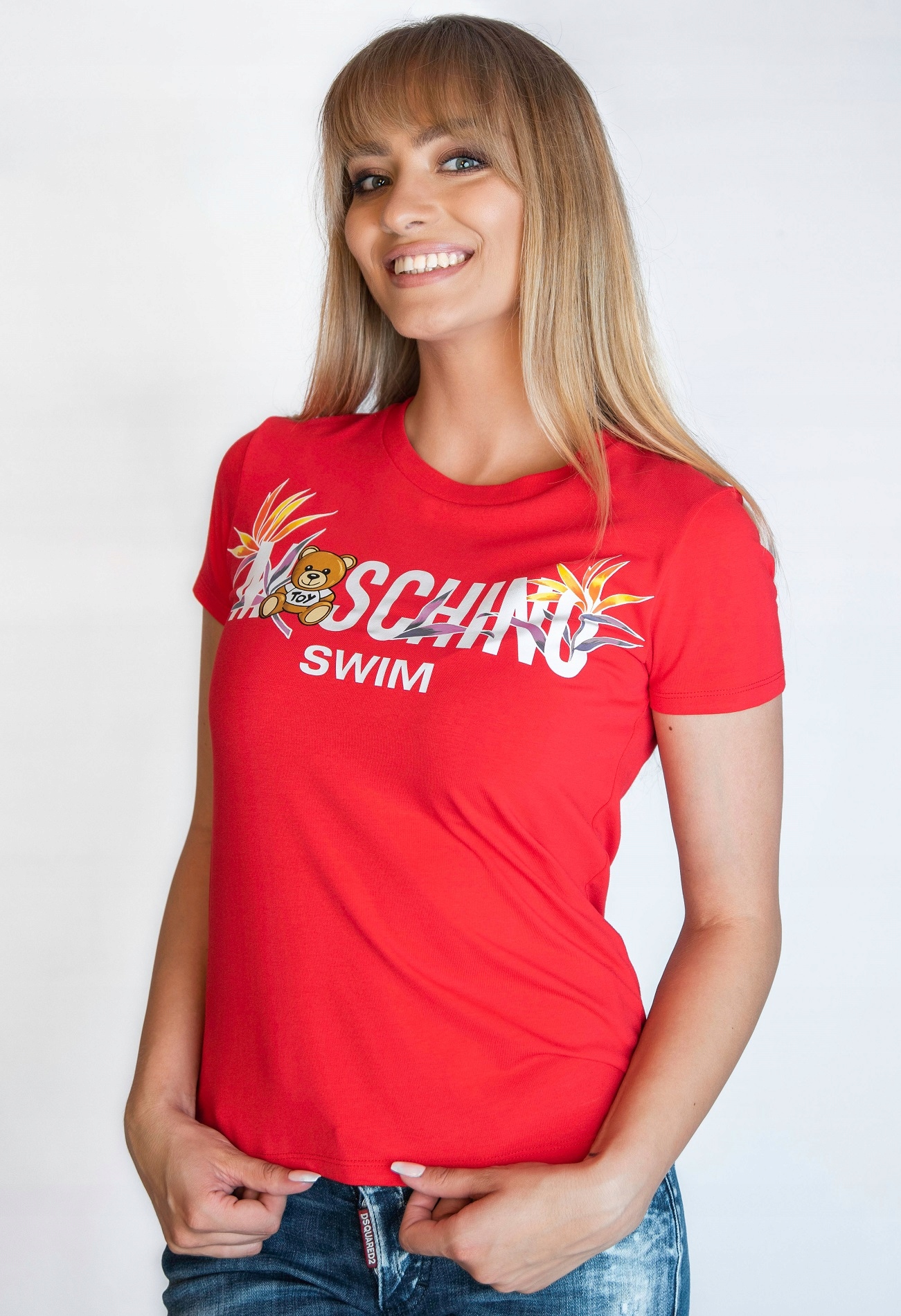 Dámské červené tričko Moschino s logem r.XS