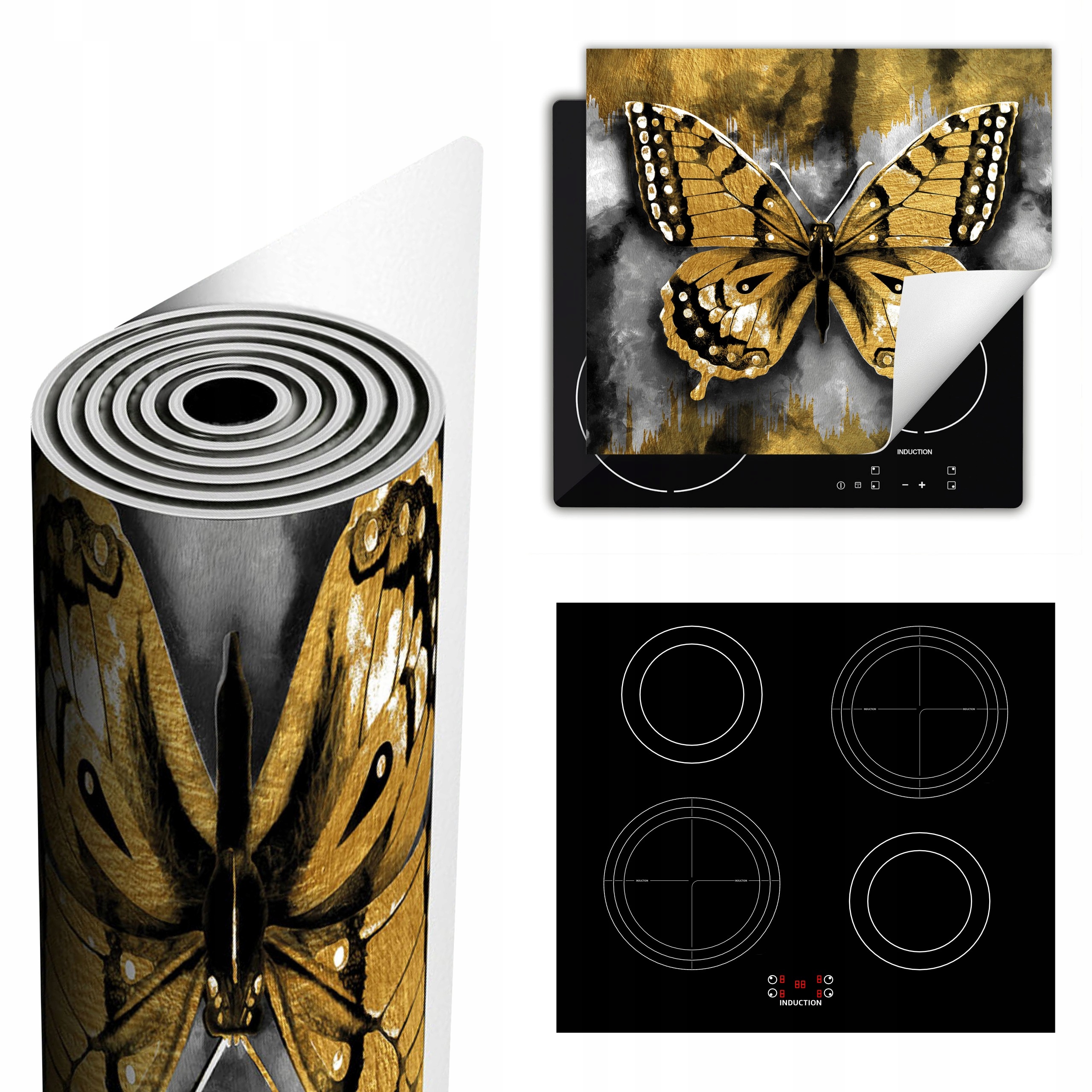 Ochranná Podložka Na Sporák Pro Více Místa 60x52 zlatá motýl