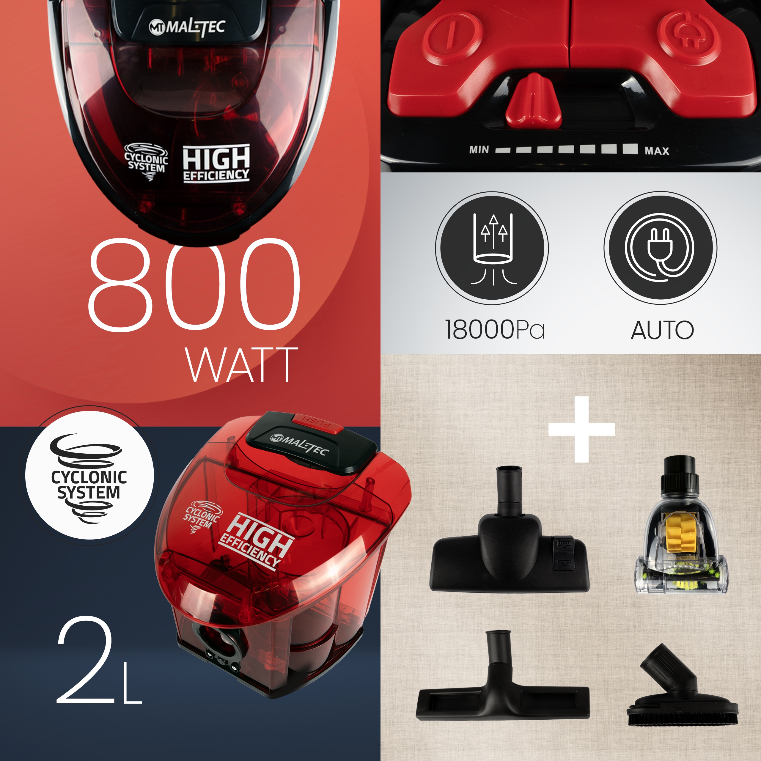 ODKURZACZ DOMOWY CYKLONOWY BEZWORKOWY DUŻA MOC 4200W TURBOSZCZOTKA HEPA Model TURBO CYCLONE 4200Wt 12w1