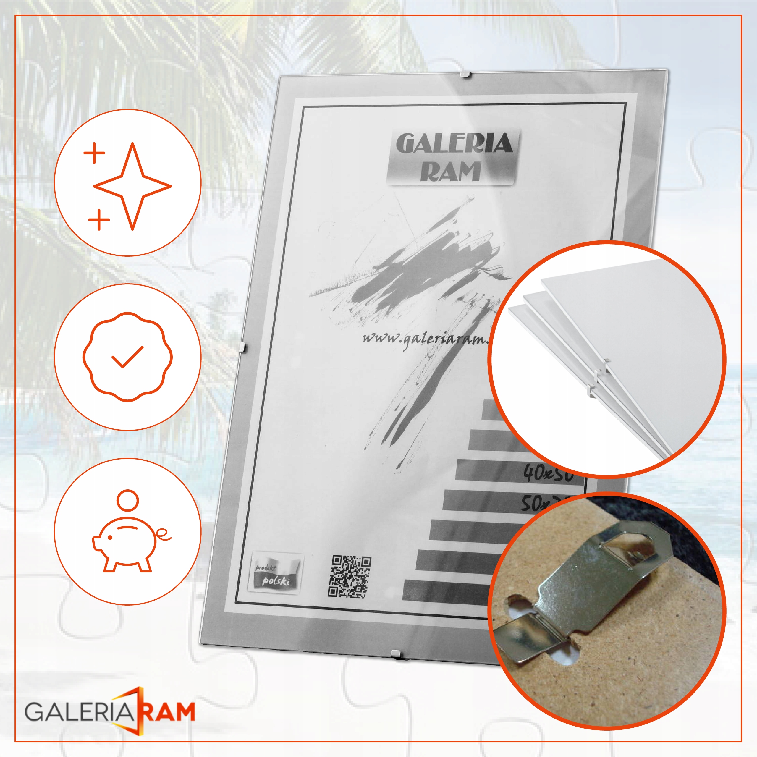 ANTYRAMA plexi ANTYREFLEKSYJNA - na WYMIAR dowolny Format papieru A0