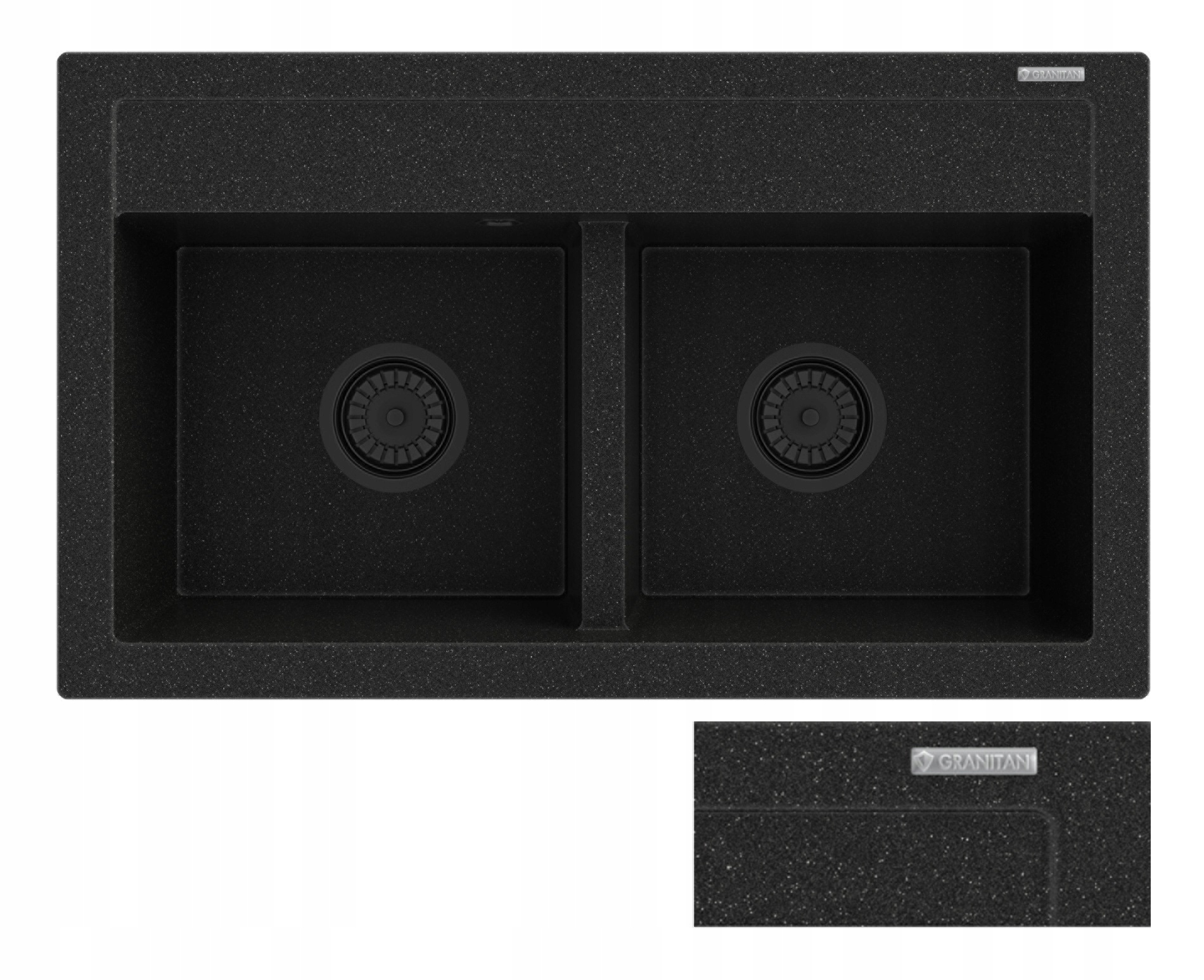 Dřez Dřez Černý Metalický Částečky 2KOM Duet