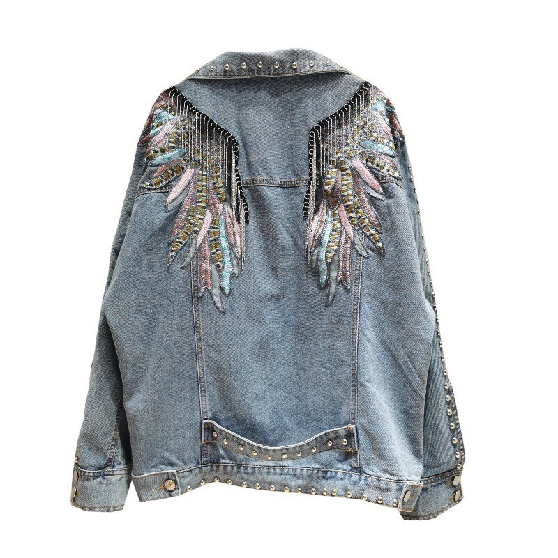 

Kurtka Jeansowa Oversize Haftowana Boho M