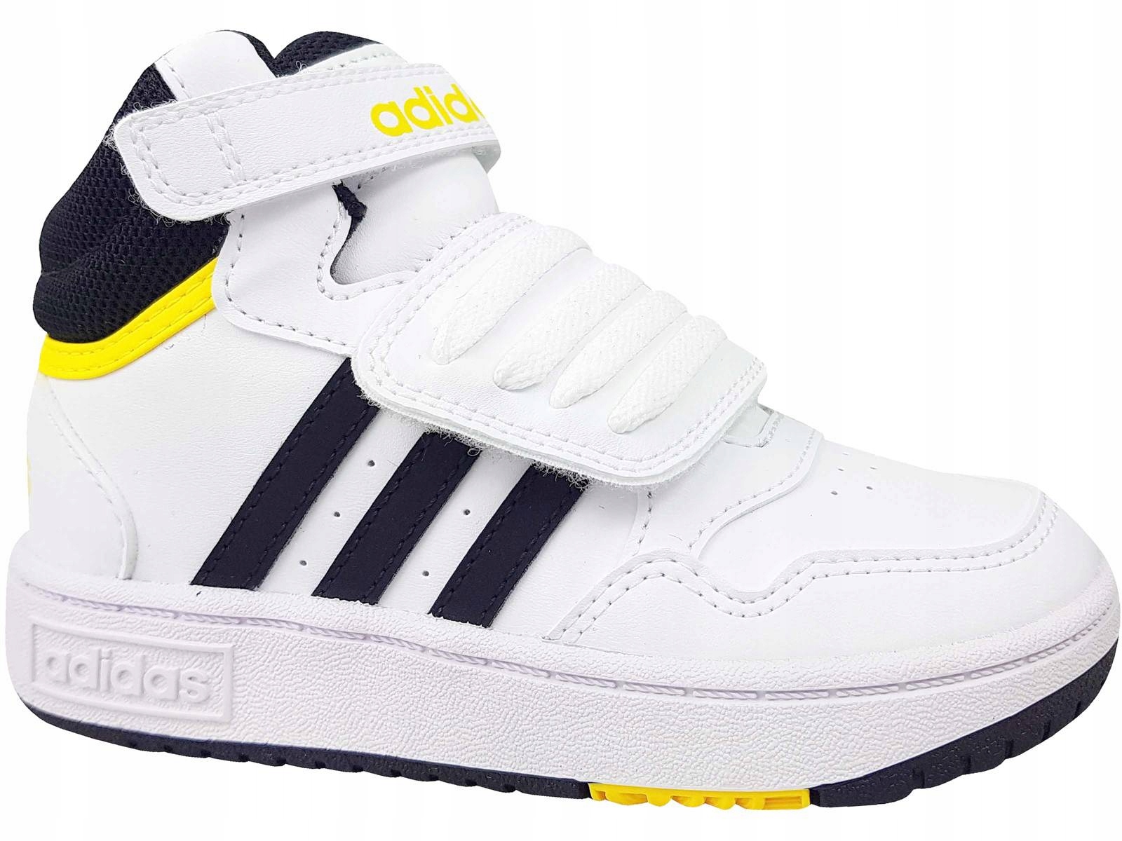 Adidas Hoops MID 3.0 GZ1933 Buty Dziecięce Wysokie Białe Na Rzepy Gumkę