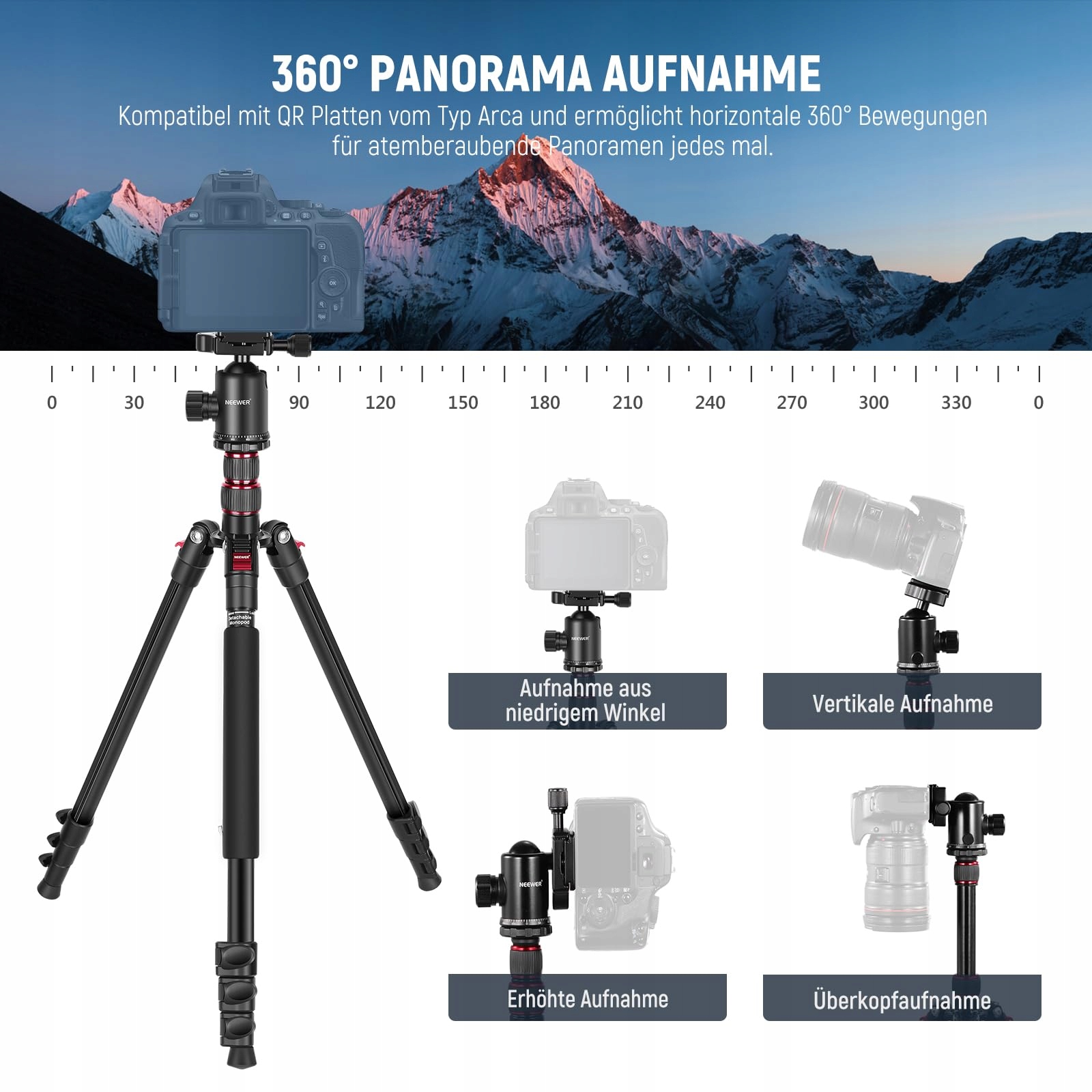 NEEWER 195,6 cm statyw do aparatu Monopod z uchwytem na telefon komórkowy — miniatura 4