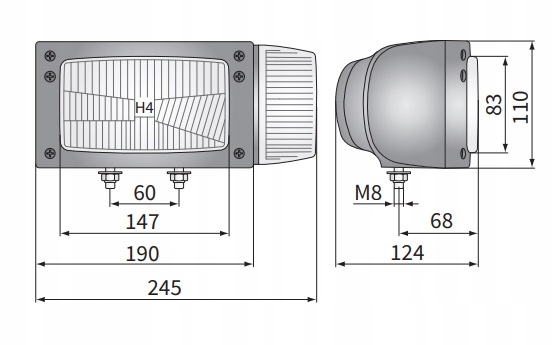 REFLEKTOR Z OBUDOWĄ H4/4F PRAWY Z KIERUN Numer katalogowy części REPR1.24205.02