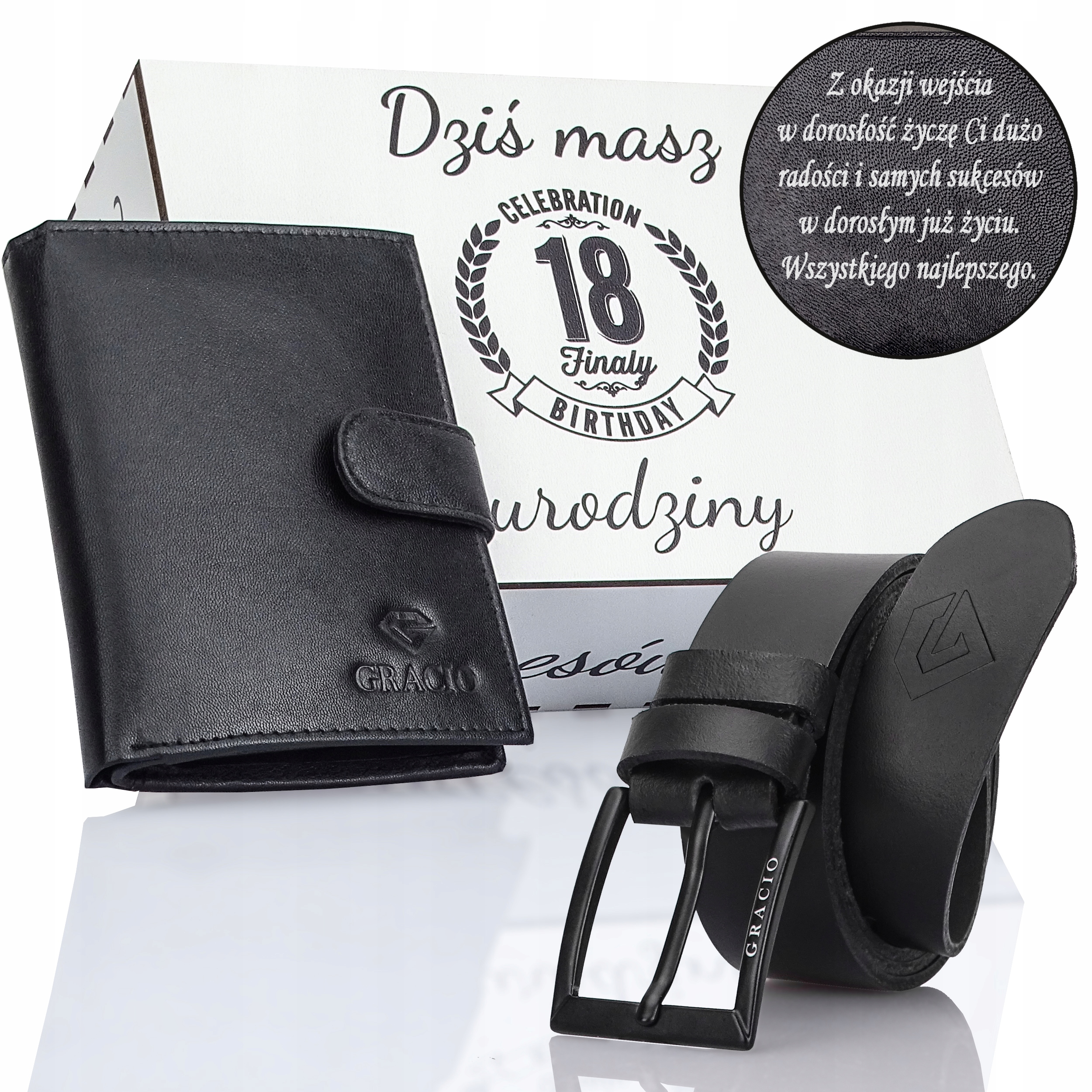 Dárková sada gravírovaná kožená peněženka 115cm pásek Gracio