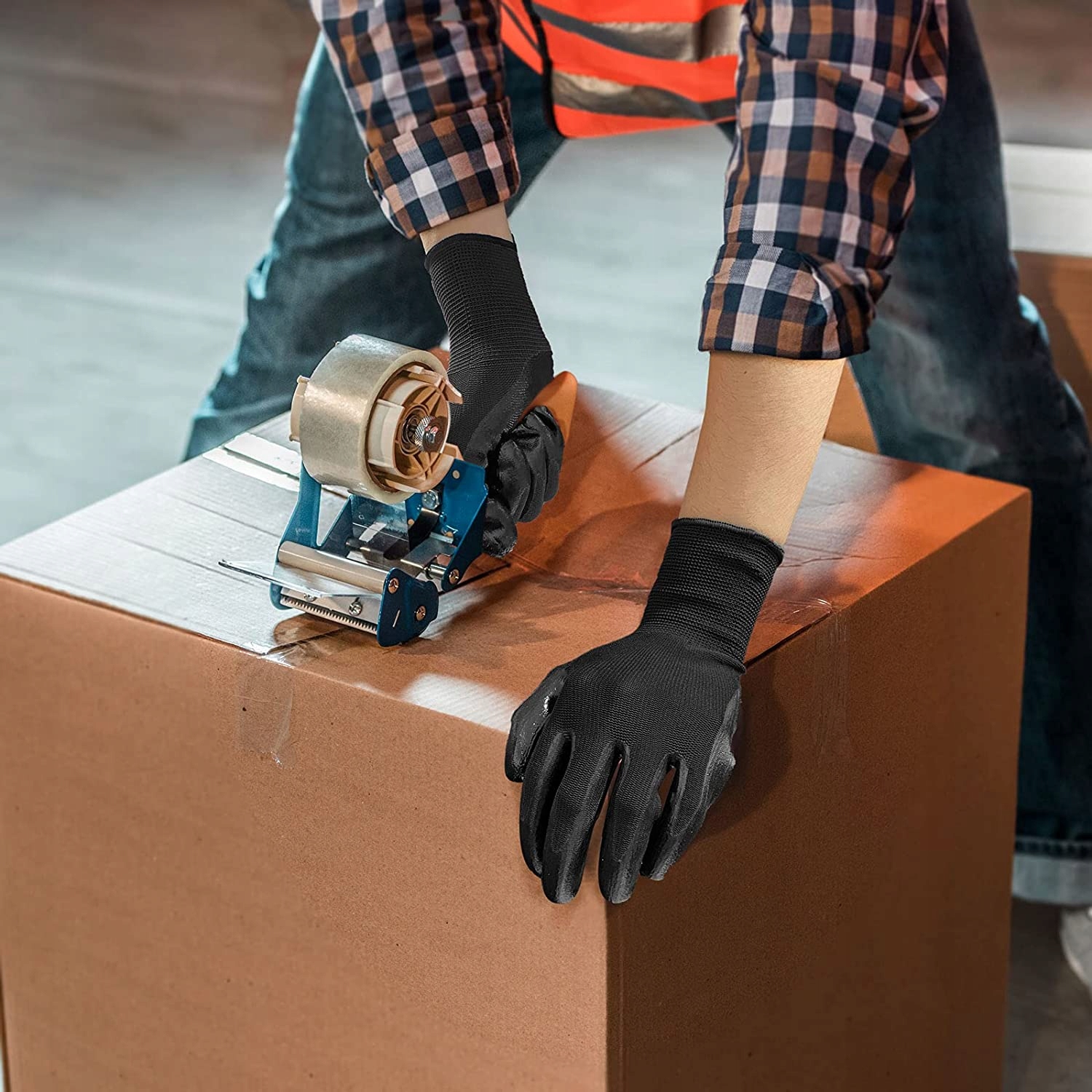 12 PAR Rękawice Robocze Rękawiczki Powlekane Czarnym Poliuretanem r.7-S Rozmiar 7 - S