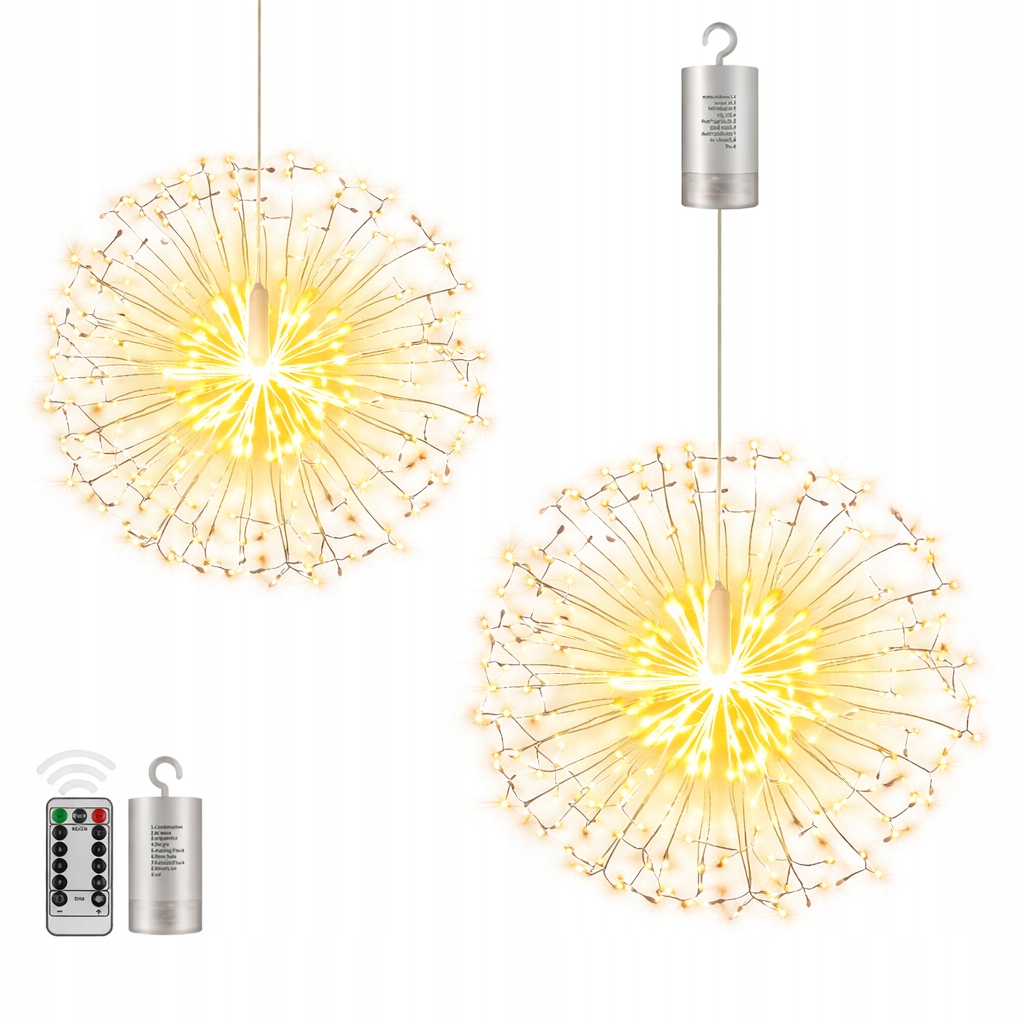 Vianočné ohňostrojové lampy 2 kusy, 198 Led diód, záhradné závesné lampy