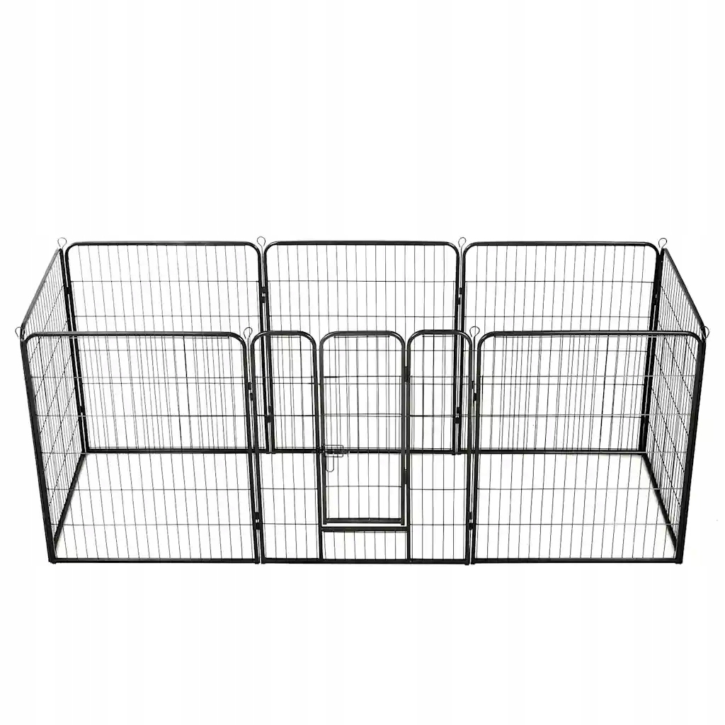 Levně Kotec pro psy s 8 panely, černá, 80 x 100 cm, dvířka 31 x 83 cm