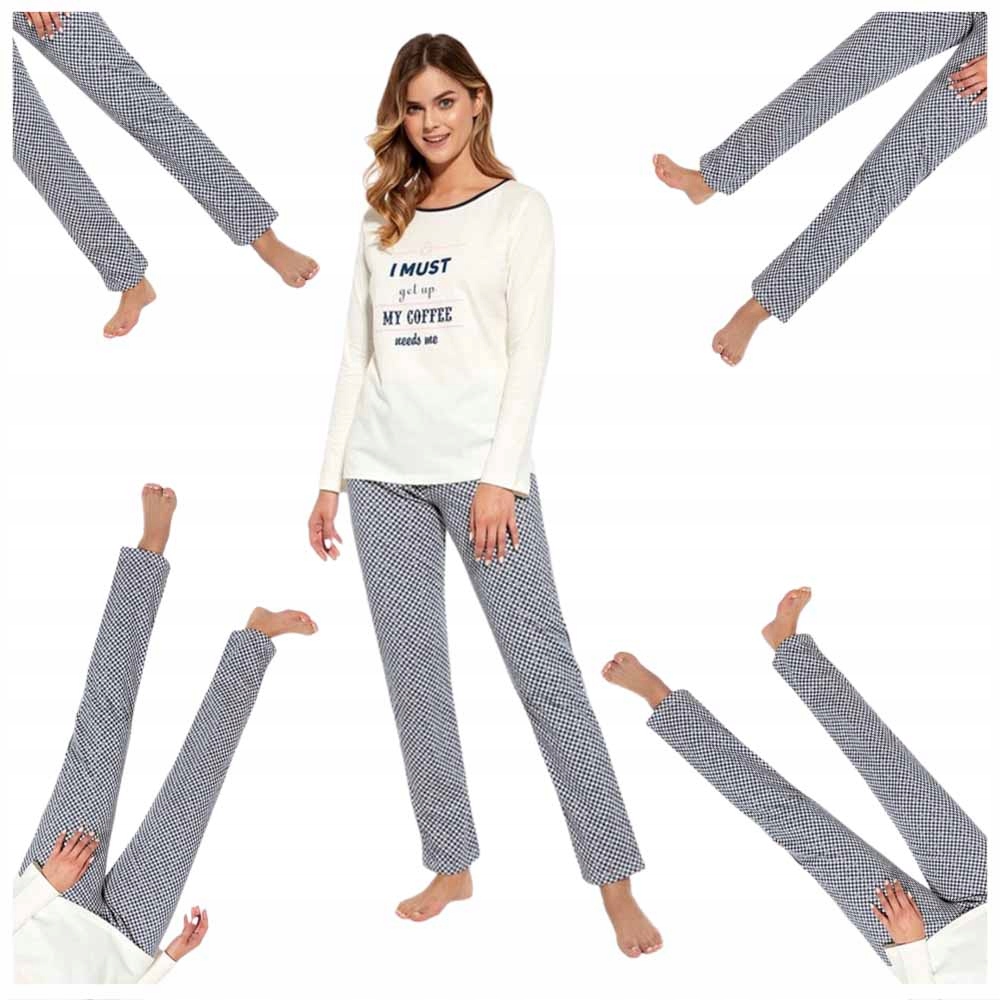 Cornette Dámské pyžamo 100% Bavlna Coffee XXL