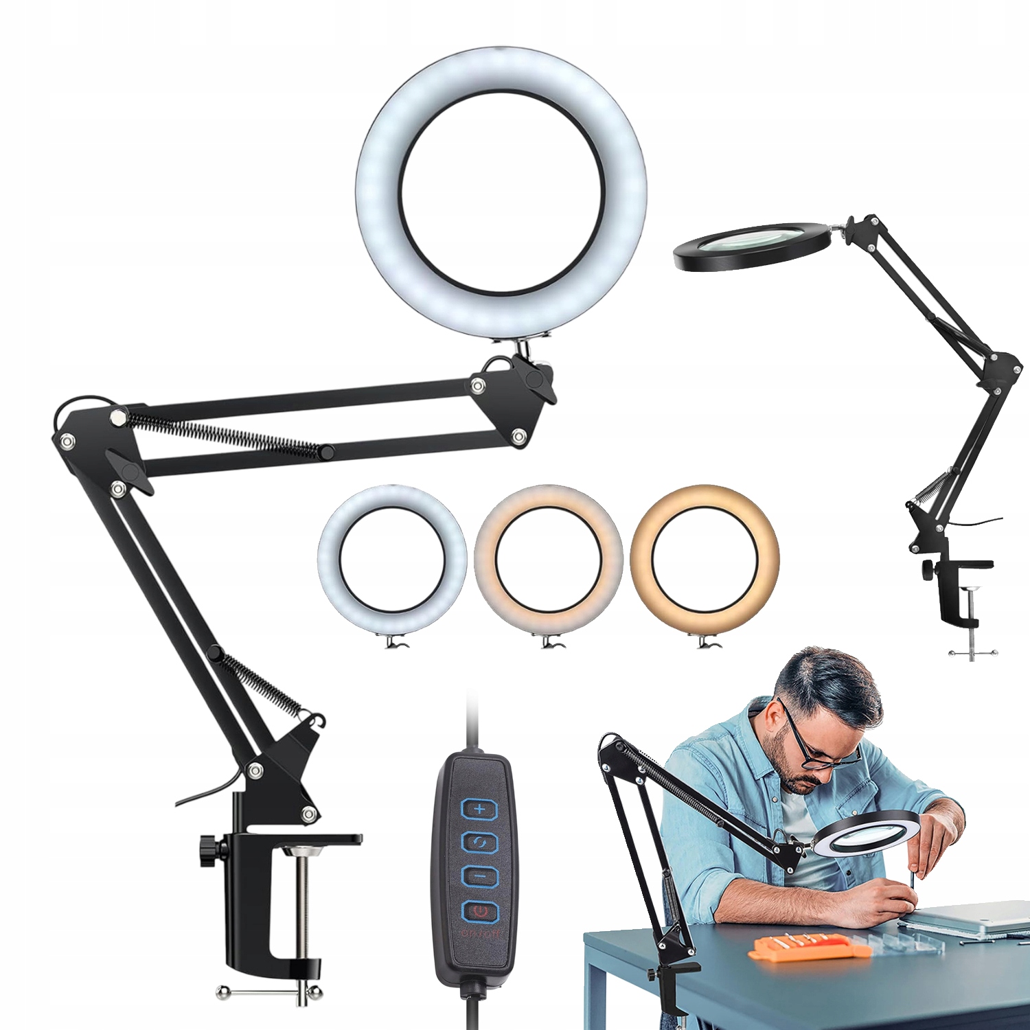 Stolní Lampa Led Kosmetická Kreslicí Lampa Skládací Zvětšovací Lupa