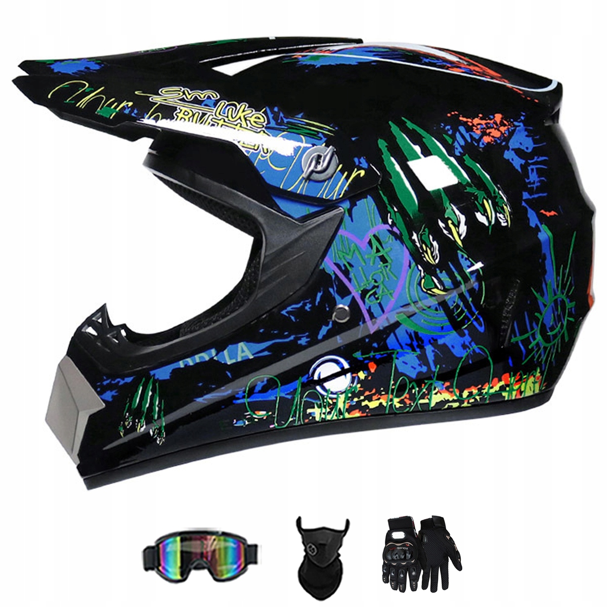 Motocyklová Přilba Lehká Enduro Quada Brýle Rukavice Maska XL