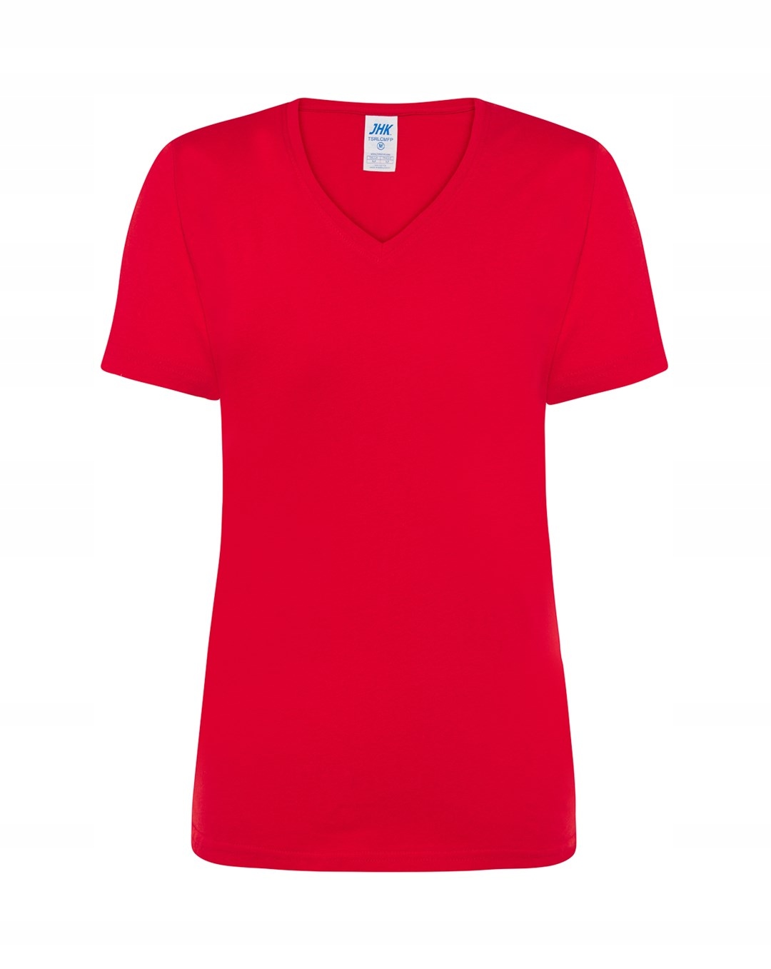 

Damski dopasowany t-shirt dekolt serek Jhk red M