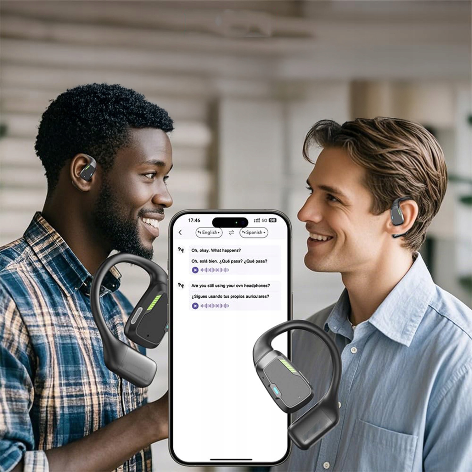 BLUETOOTH SŁUCHAWKI TŁUMACZĄCE 135JĘZYKÓW ETUI ŁADUJĄCE Z EKRANEM DOTYKOWYM Kolor czarny