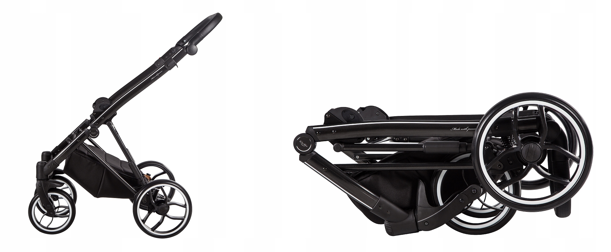 WÓZEK DZIECIĘCY BABY MERC LA ROSA 2W1 Kolor czarny Odcienie niebieskiego