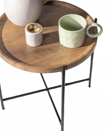 Kávový stolek do obývacího pokoje kovový kulatý stolek hnědý květinový loft