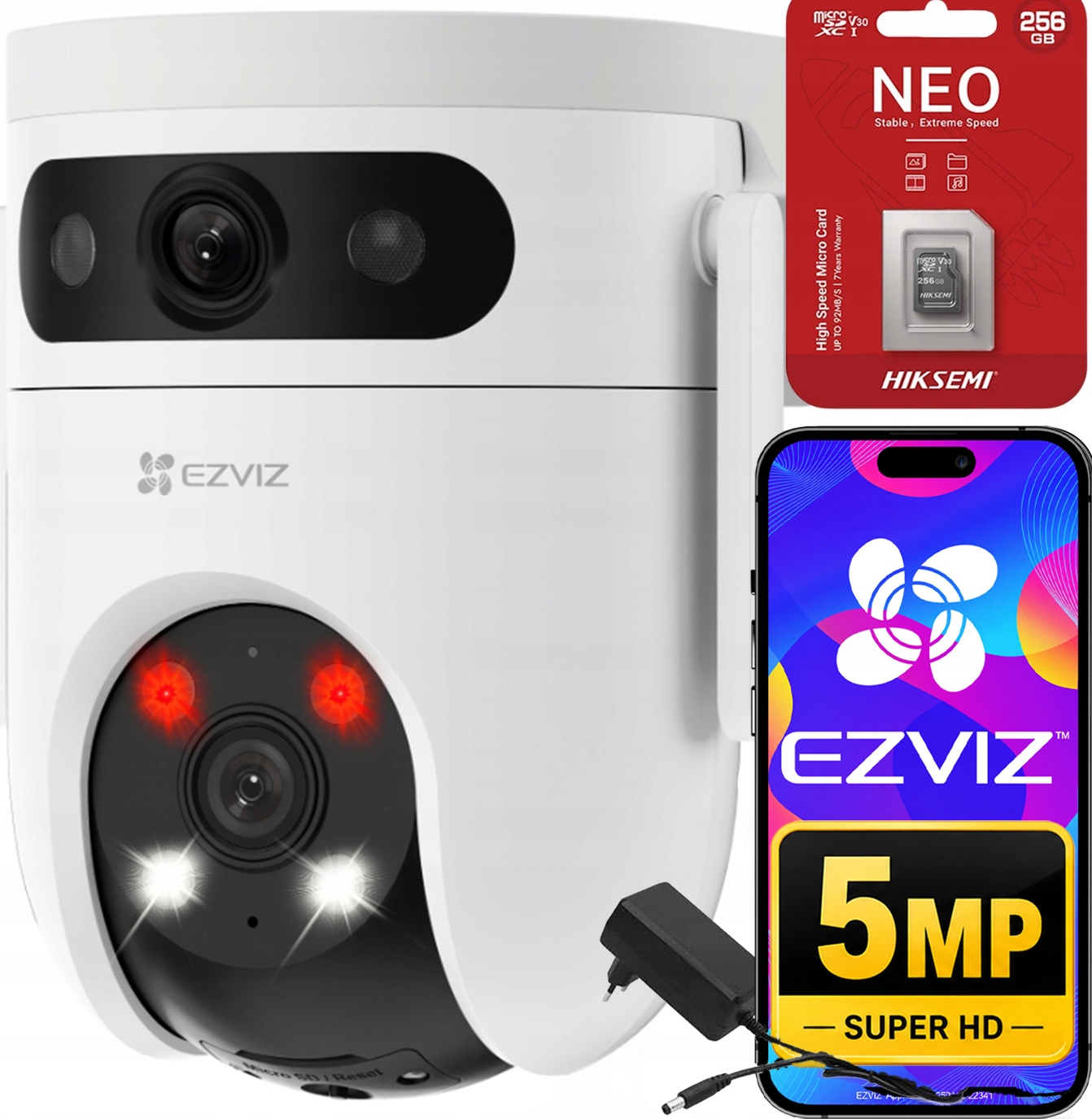 Otočná WiFi kamera 10Mpx Dual Lens H9C (5MP 5MP) Ezviz 256GB Sd karta