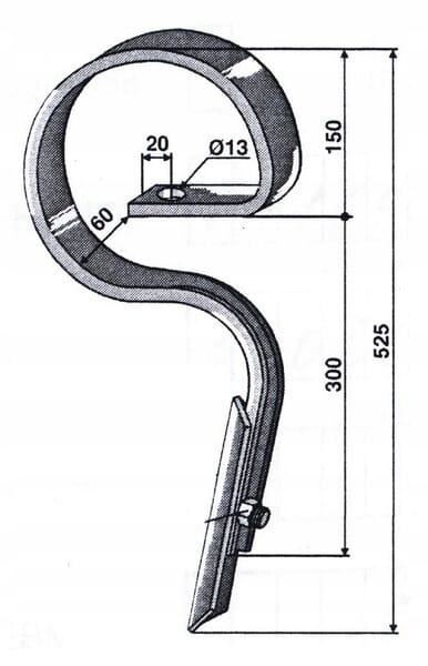 Zub kultivátoru 32x12x525 mm s redličkou Jack-Pot 5110300562