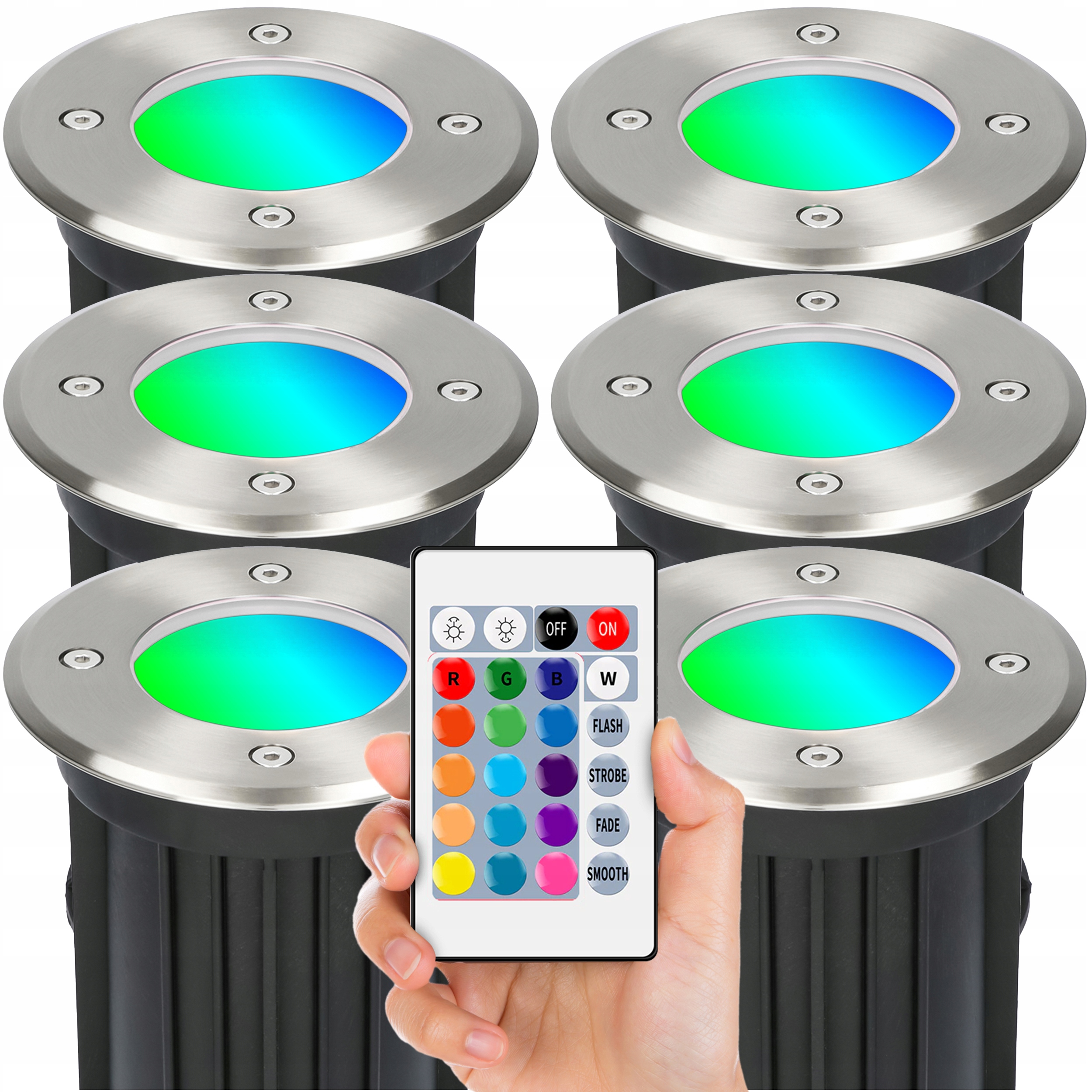 6x Lampa Led Ogrodowa Wpuszczana W Chodnik Podjazd Gruntowa Kolorowa Rgb