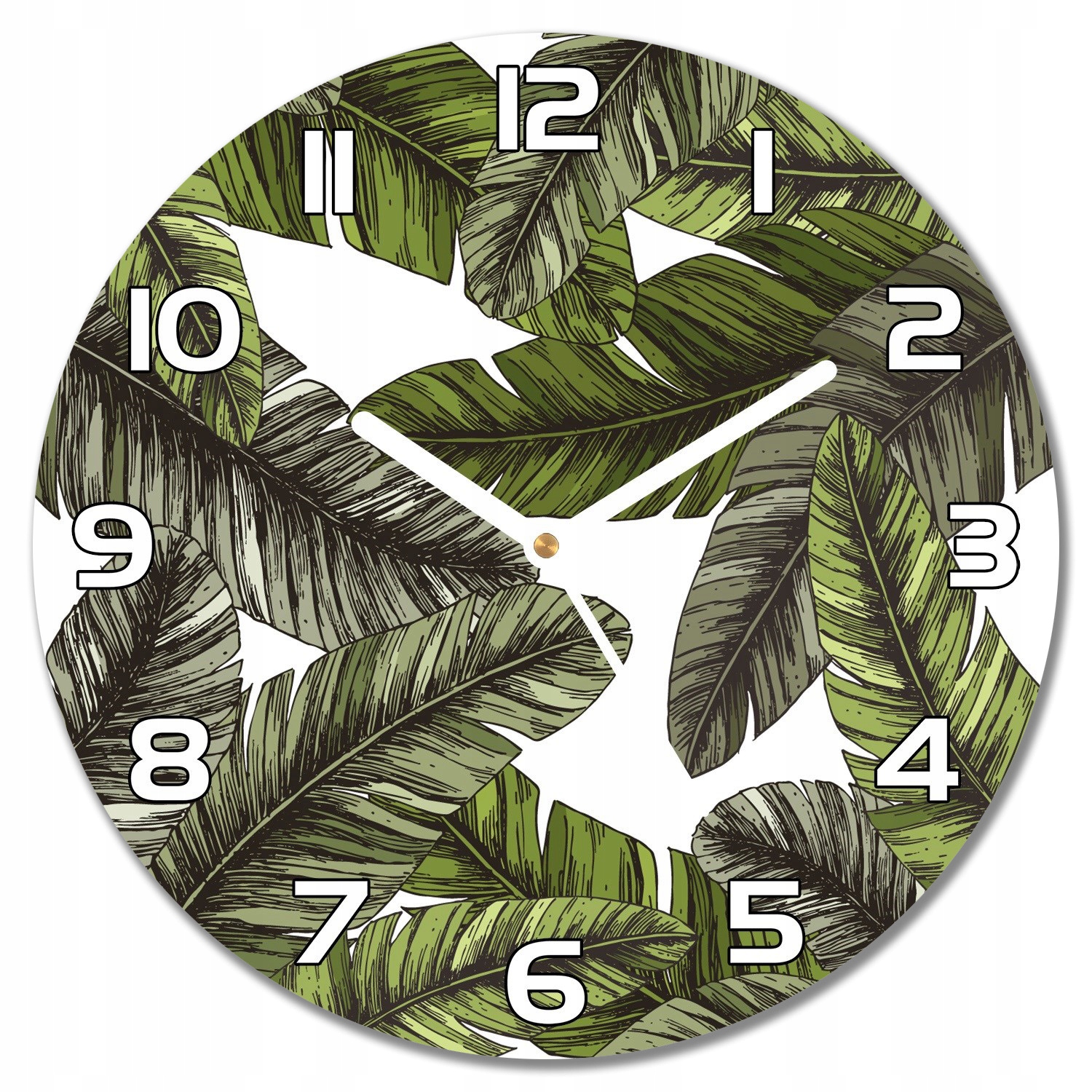 

Cichy zegar ścienny Dżungla Zielone Liście f30