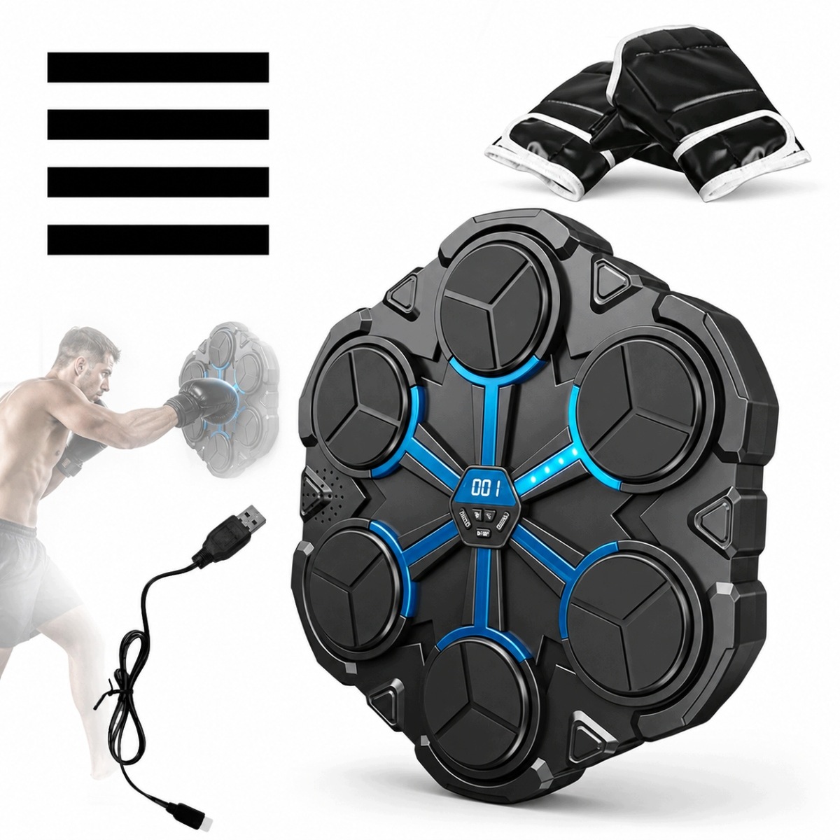 Nowy Tarcza do Boksowania Bezprzewodowa Bluetooth Rekawice Zestaw