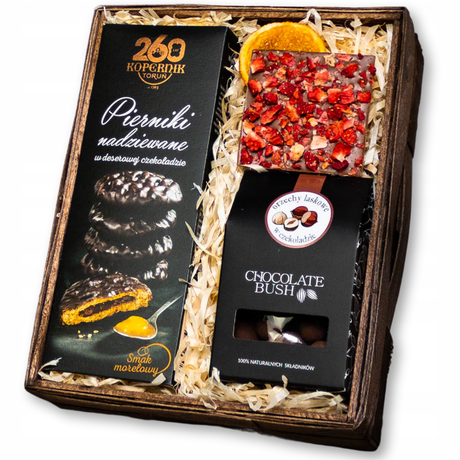 Levně Hotový Dárkový Koš Elegantní Perníky Perník Čokoláda Oříšky