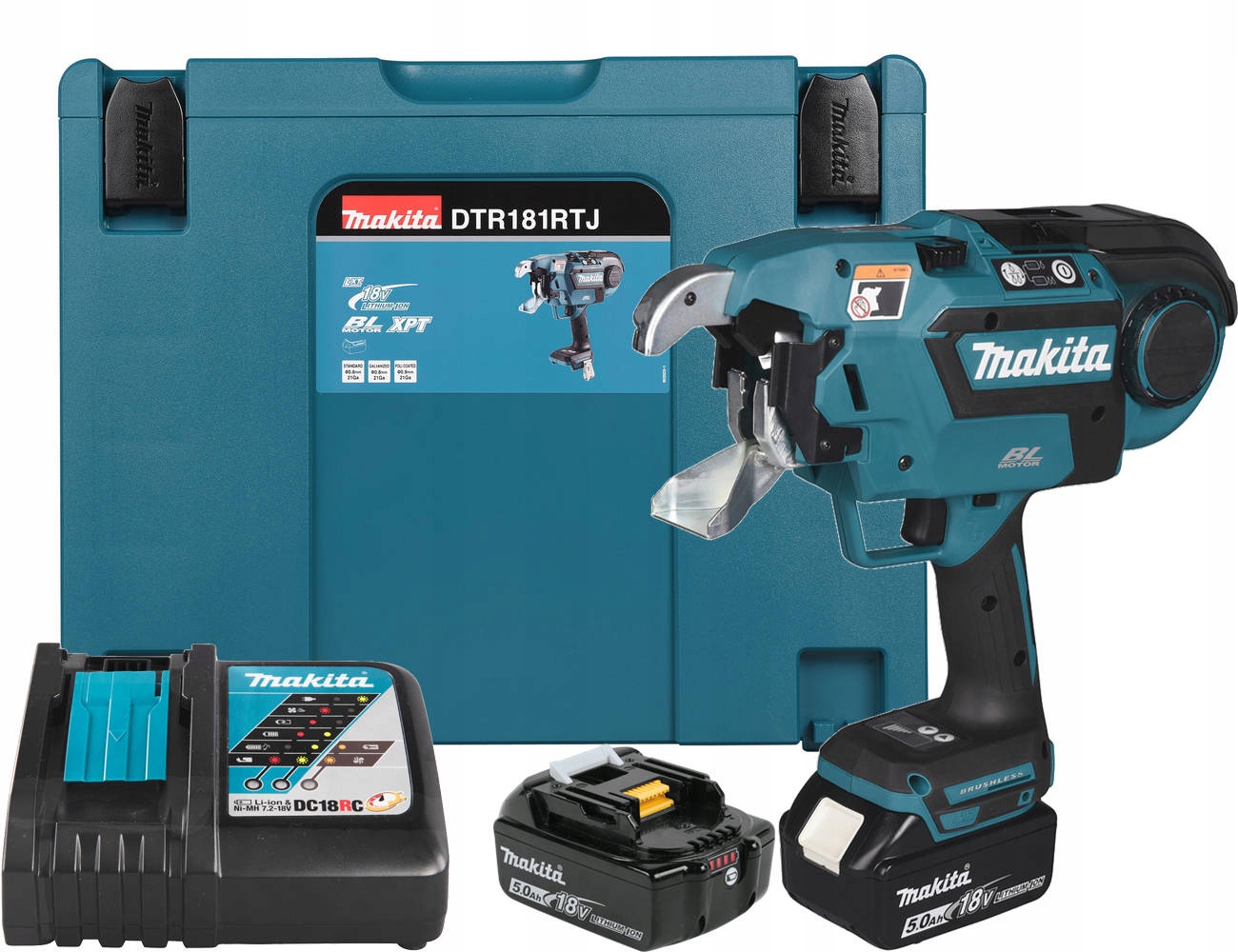 Wiązarka do zbrojeń Makita DTR181RTJ w kolorze czarno-białym