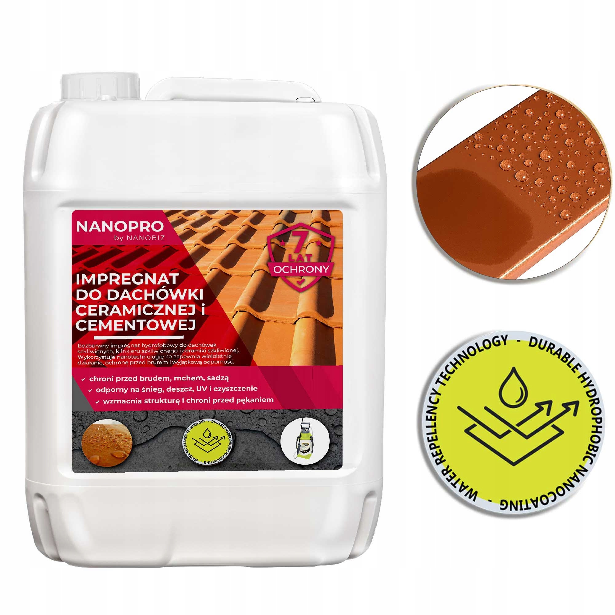 Nanopro Impregnat do dachówki szkliwionej, betonowej i ceramicznej 10L