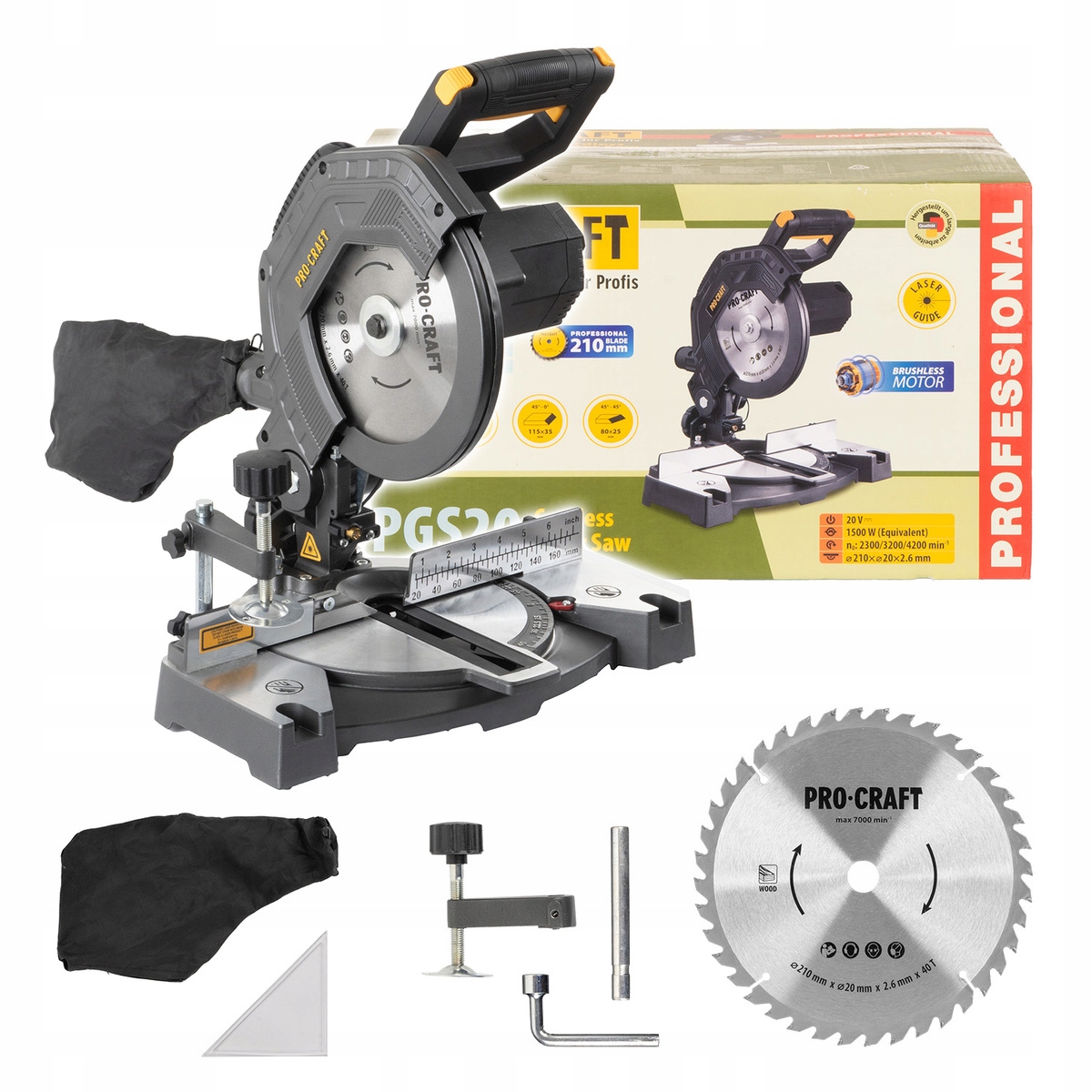 Procraft Akumulátorová Pokosová Pila pila 210 mm 20 V Body kotouč PGS20BB