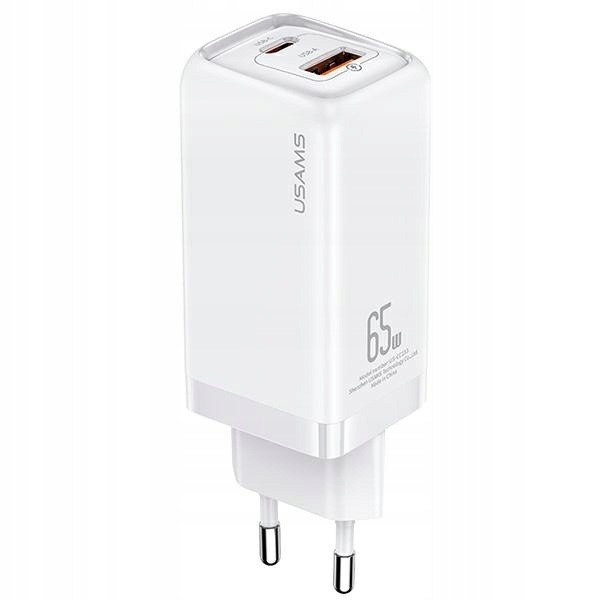 Usams Síťové nabíjení T47 65W 1xUSB-C+1xUSB Pd Si bílá CC153TC02