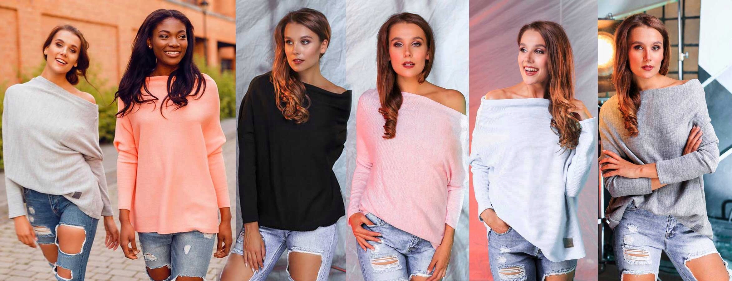 

Sweterek Oversize Tunika Sweter Wool Odkryte Ramię