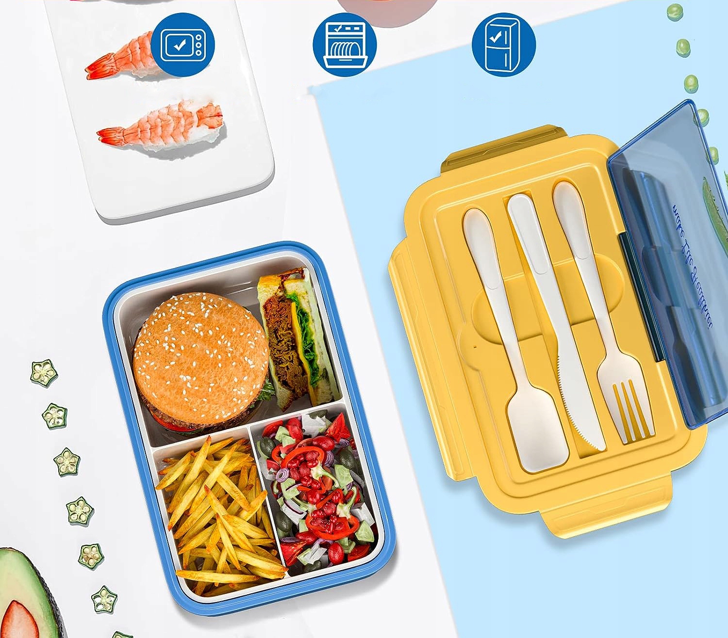 LUNCHBOX Z PRZEGRÓDKAMI POJEMNIK ŚNIADANIÓWKA DUŻA Marka inna