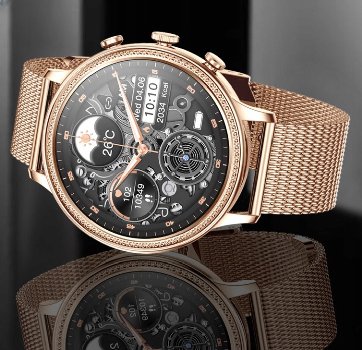 ELEGANCKI ZŁOTY SMARTWATCH ZEGAREK ROZMOWY MENU PL Marka Inna