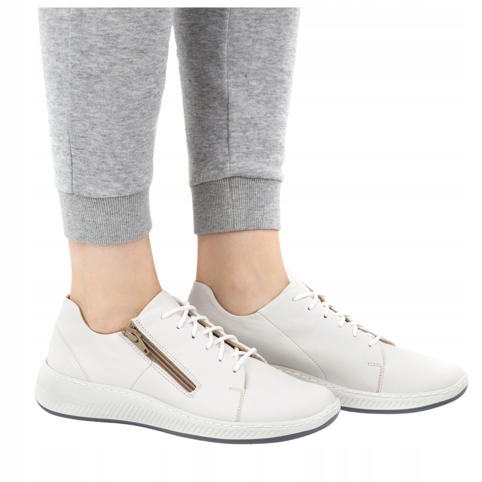 Dámské polobotky kožené šněrovací tenisky Polské 0602W bílé 38