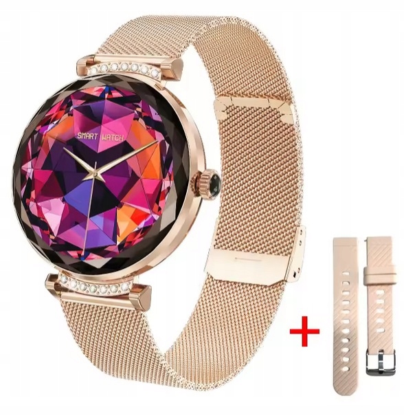Smartwatch Damski Złoty Ekran Amolet Menu Pl 2X Pasek