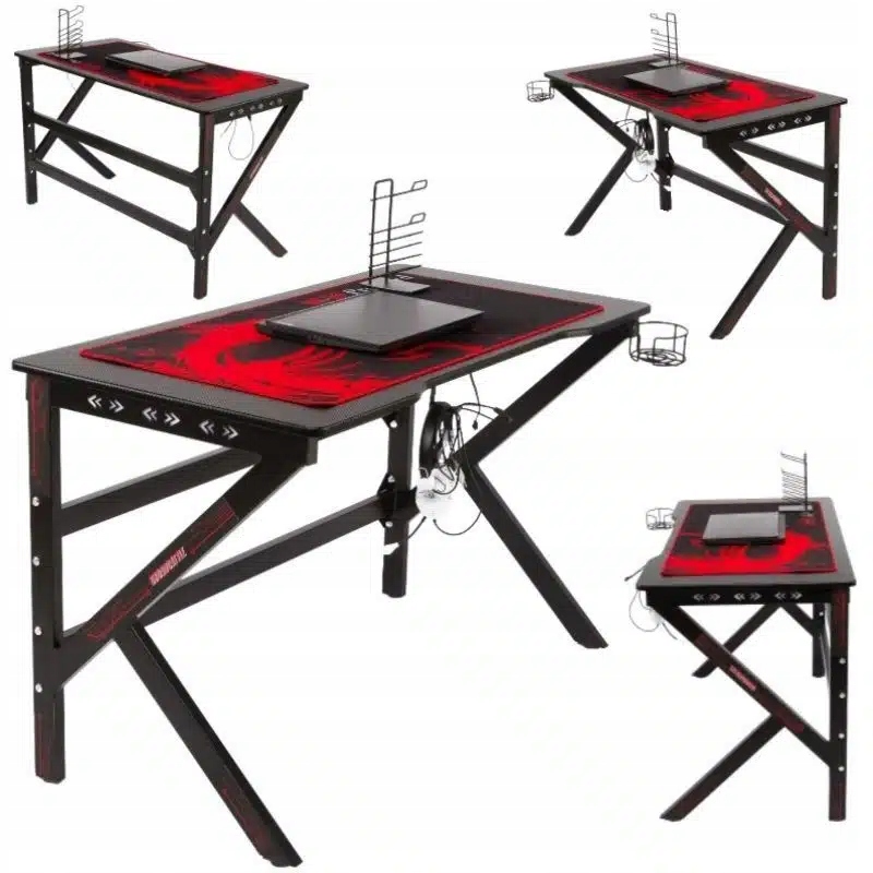 Herní počítačový stůl pro hráče Led Rgb 120x60 cm