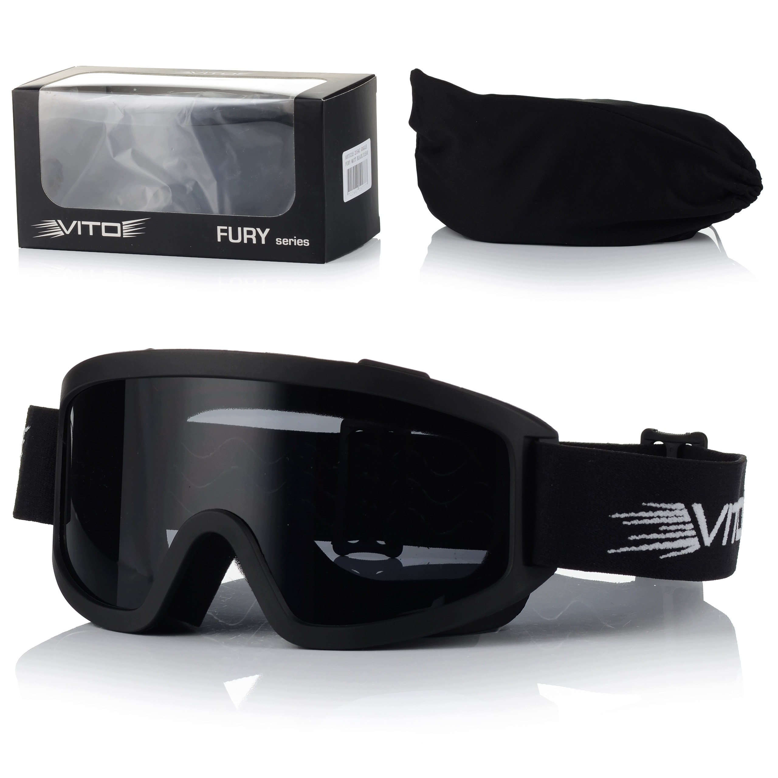 Gogle motocyklowe Vito Fury Cross Black ciemna szyba enduro quad MX
