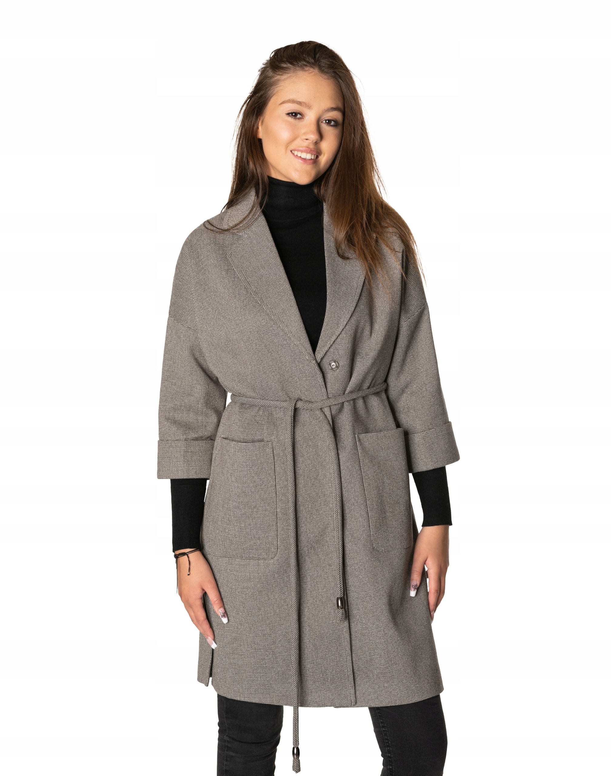 Elegantní dlouhý dámský svetr Oversize na jaro podzim 2718-3, velikost L