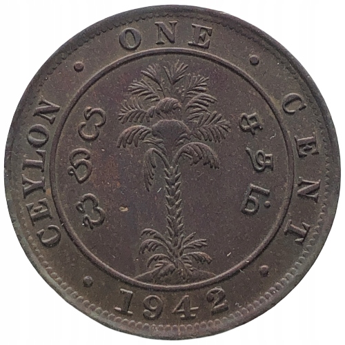 49165. Cejlon, 1 cent, 1942r.