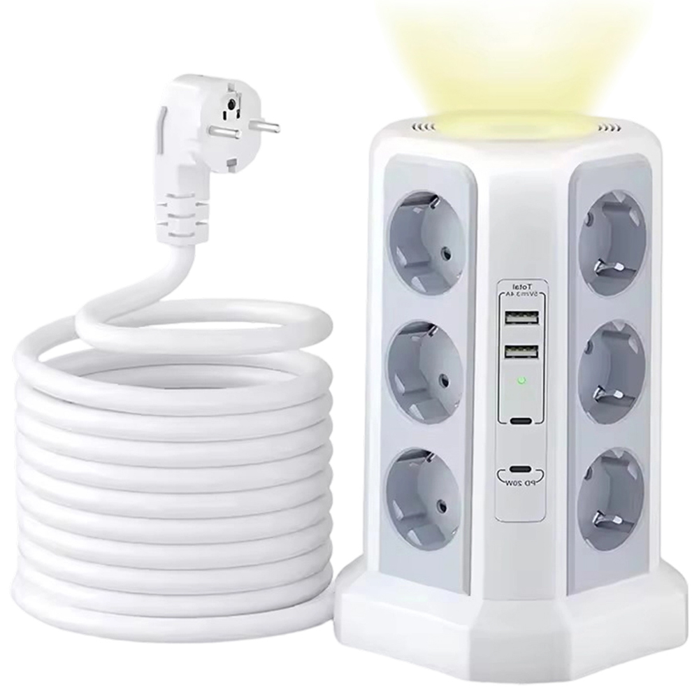 Zásuvková Lišta Věž Fast Charging 2X Usb-c 2X Usb 12X Ac Eu 2M Síťová