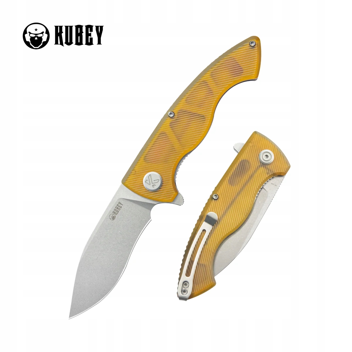 Nůž Edc Kubey Timberwolf Yellow Ultem, Stonewashed 14C28N